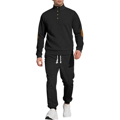 🔥LETZTER TAG VERKAUF 50% RABATT🔥Lässiges Jacquard-Oberteil mit Stehkragen und Hose mit elastischen Bündchen