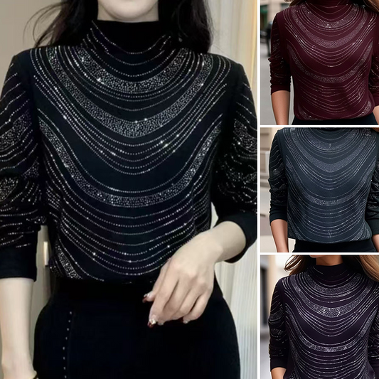 💜LETZTER TAG VERKAUF 50% RABATT💜Anmutiges Langarm-Top mit Pailletten für Damen